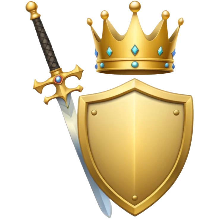 Powerful emoji with only sword, shield and crown emoji