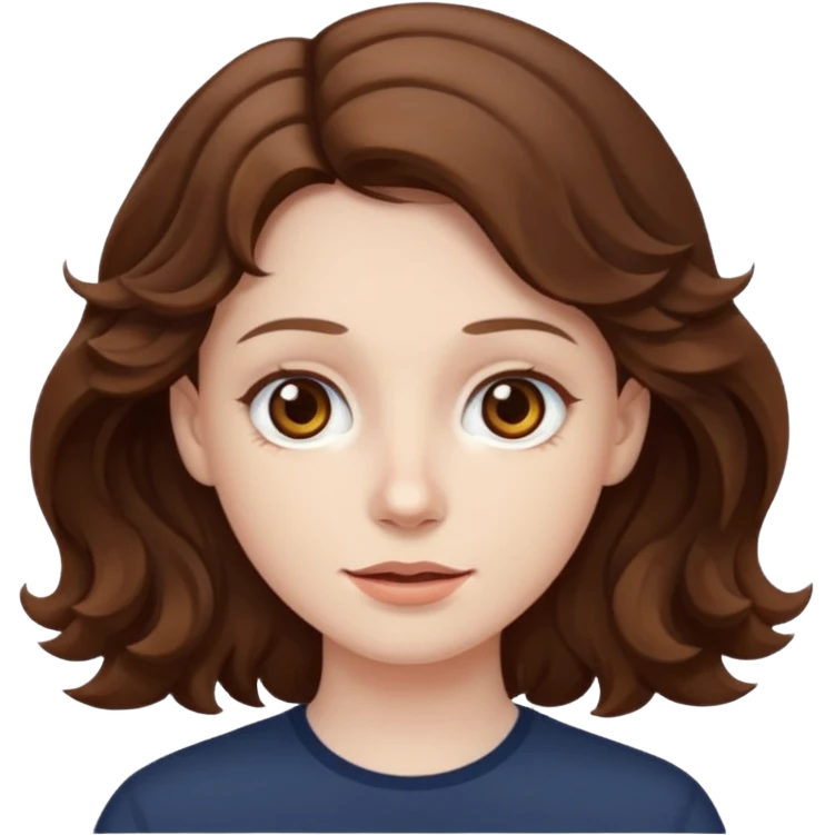Pale skin,wavy hair brown, brown eyes emoji