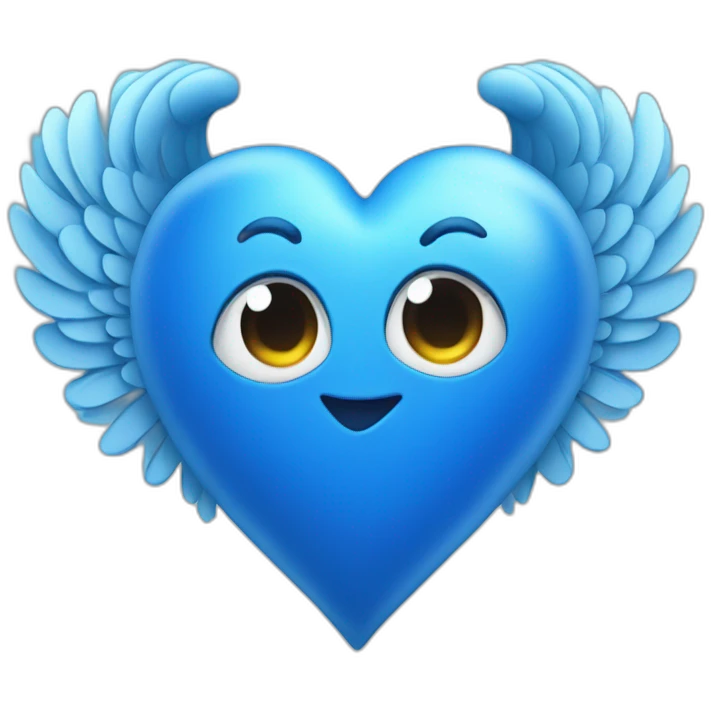 Blue heart with wings emoji