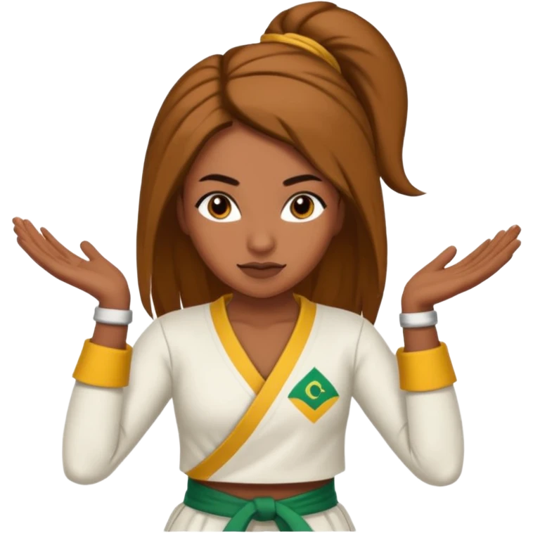 Mulher com roupa de capoeira emoji