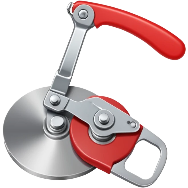 kitchen can opener tool with red handle and metal cutting wheel emoji