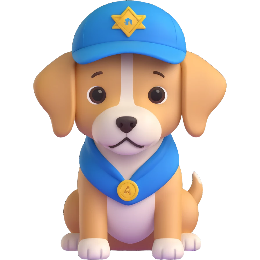 dog wearing a NAVI cap emoji