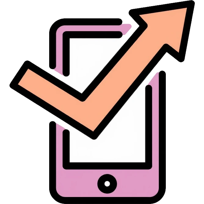 Smartphone with upward arrow indicating launch or release emoji