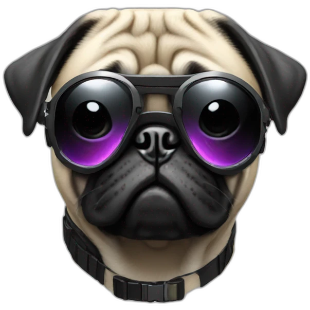 pug with black sunglasses and wearing a cyberpunk suit emoji