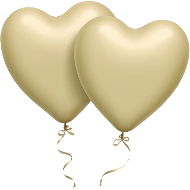 Balloons of pale beige and pale olive in the shape of hearts emoji