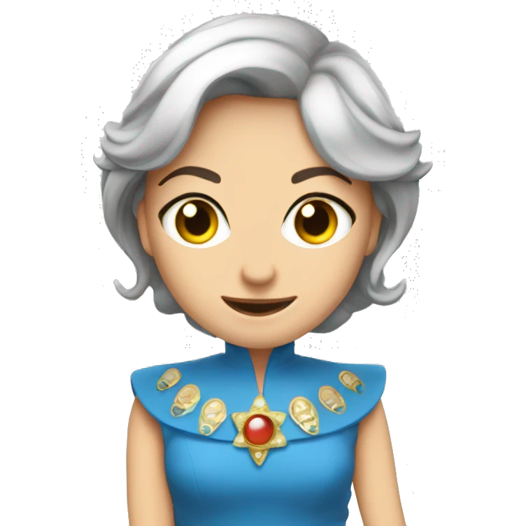 Regina bionda con occhi azuri e corona emoji