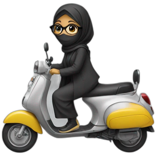 Hijab on scooter with glasses emoji