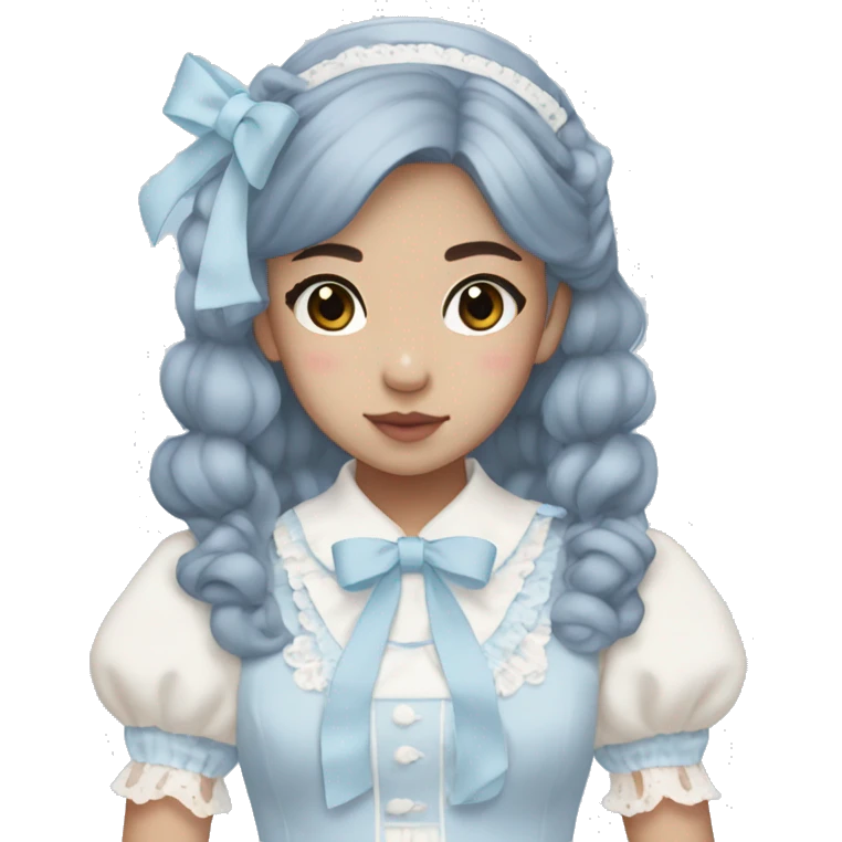 Pastel blue Lolita pretty mixed Asian girl emoji