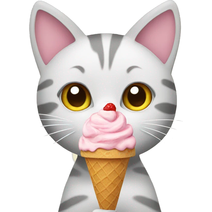 Cat eating ice cream emoji