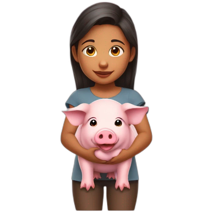 Small girl Pragati with pig emoji