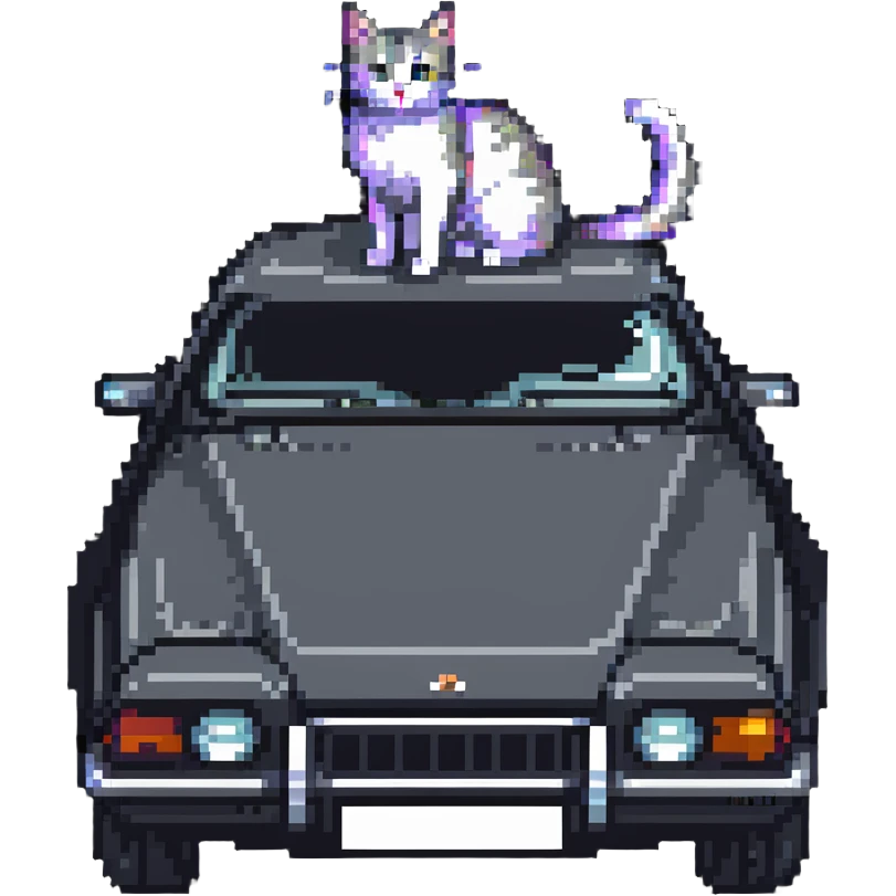 a cat on top of a car emoji