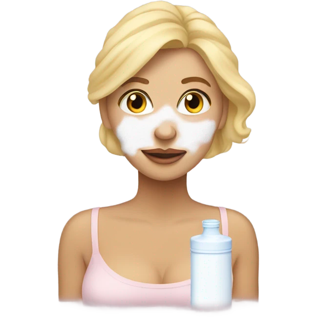 Blonde woman with baby powder on nose emoji