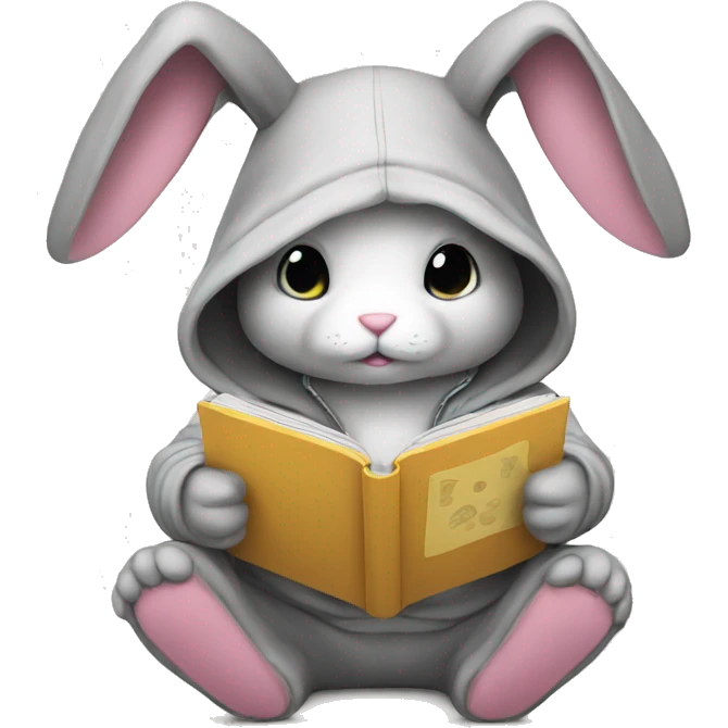Bunny reading a hoodie emoji