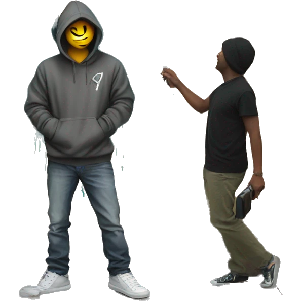 The guy draws graffiti emoji