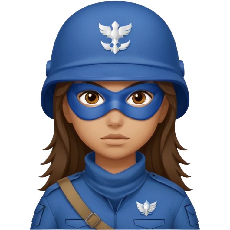 girl soldier with blue masks and long brown hair emoji