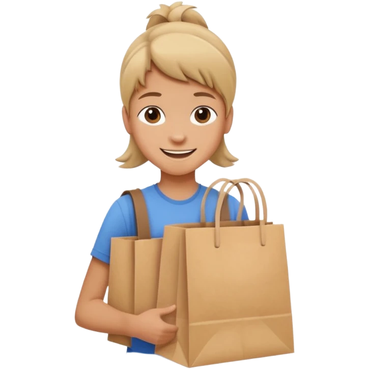 Teen carrying paper bags














 emoji