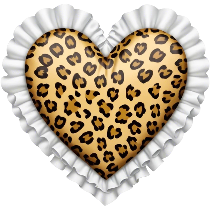 leopard print heart with ruffles white emoji
