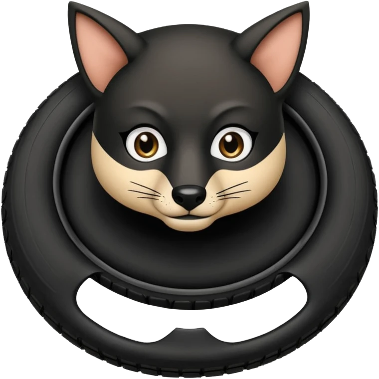 Animal zorro sosteniendo un neumático emoji
