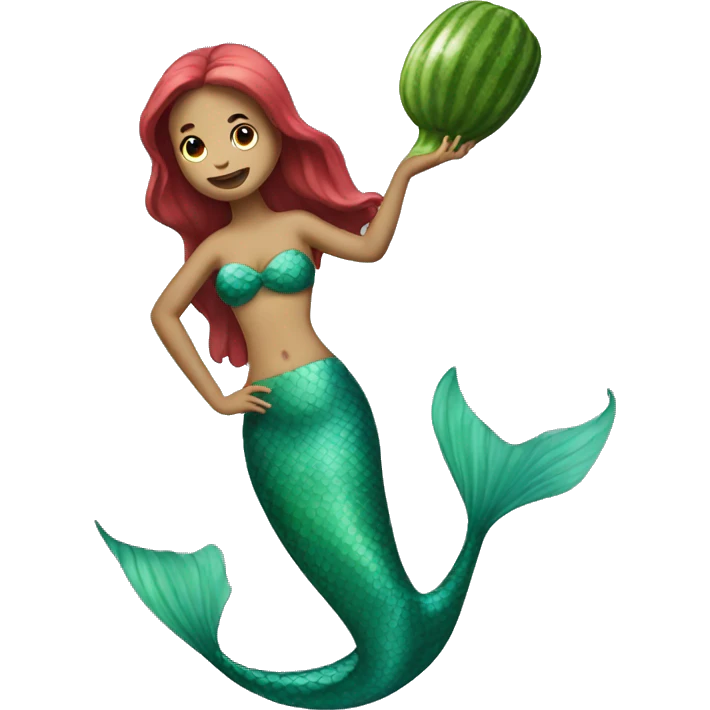 a mermaid holding a cucumber emoji