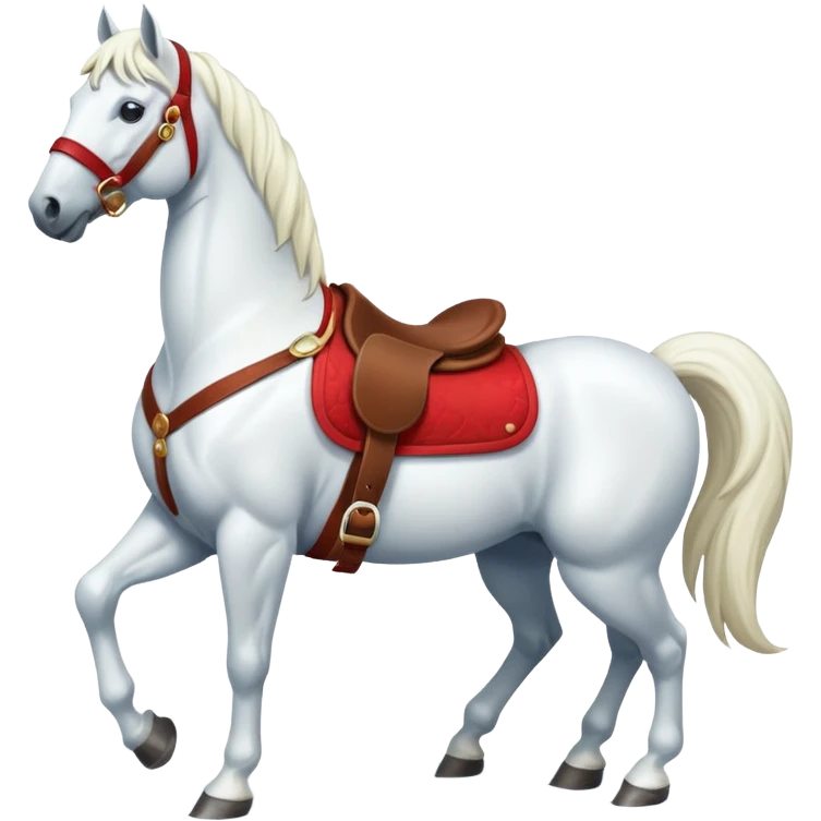 christmas new year's white horse with a red saddle emoji