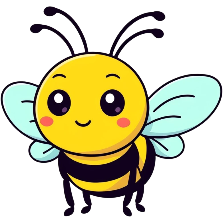 Fuzzy bumble bee cute button eyes emoji