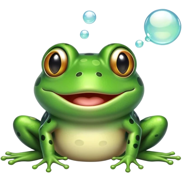 frog blowing bubbles with a goofy smile emoji