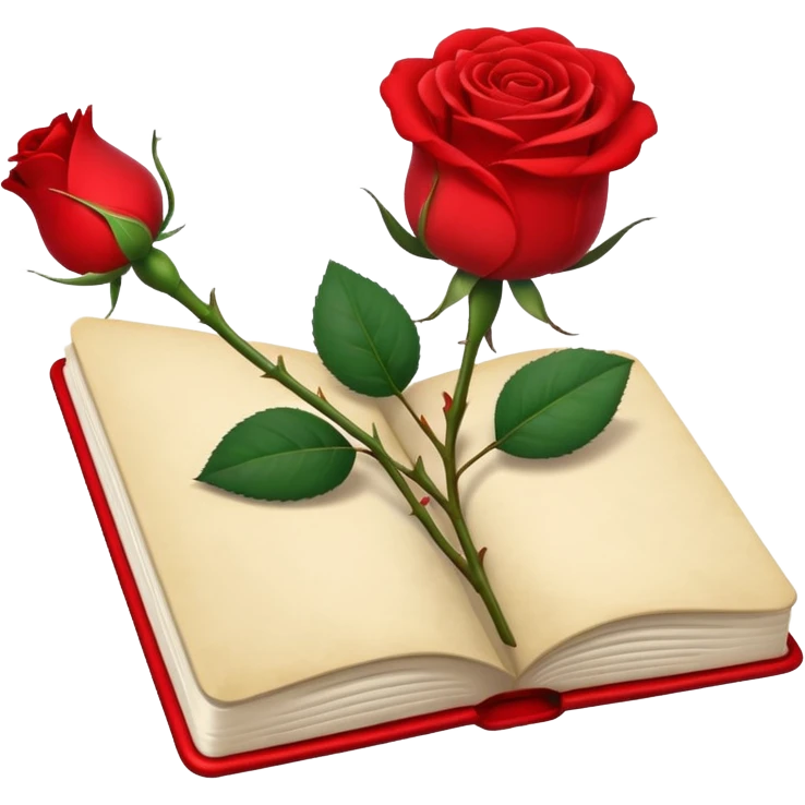 notebook  and rose emoji