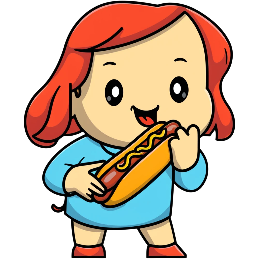 Woman with hotdog in mouth emoji