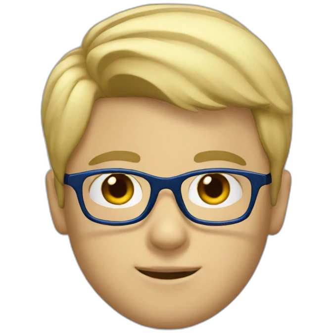 blonde boy wearing dark blue glasses  emoji