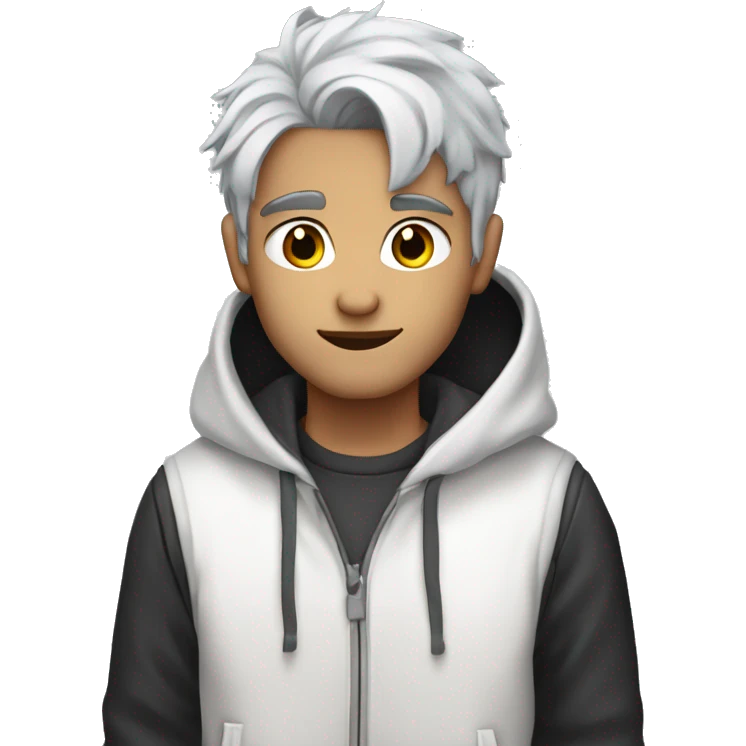 emo gray haired 28 year old with light stubble and covered in milk emoji