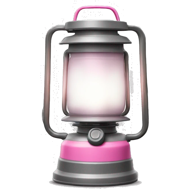 Realistic camping pink and gray lit camping lantern lisolated. emoji