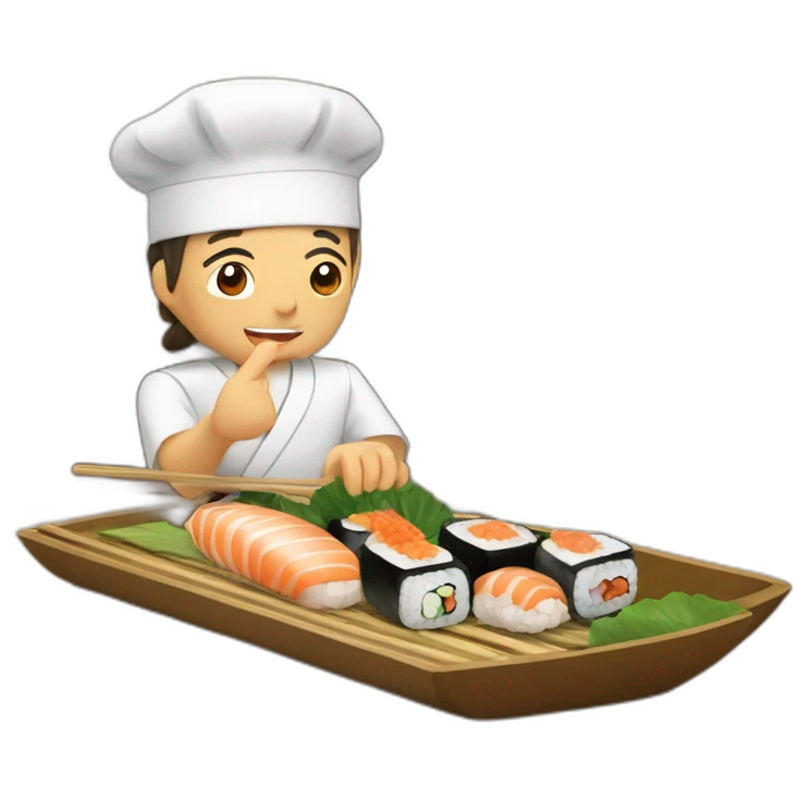 Salamèche en train de manger des sushis emoji