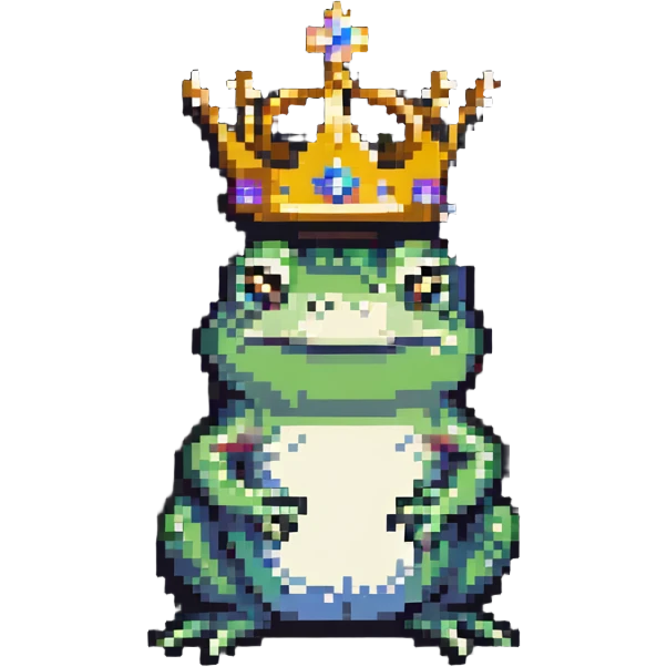 a crowned frog, facing left emoji