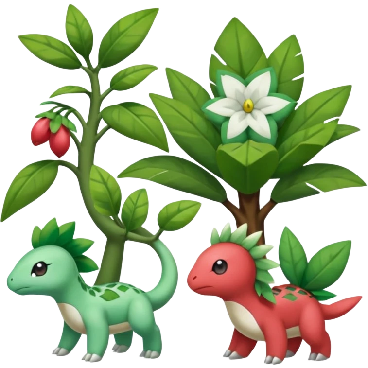Tropius-Shaymin-Ivysaur-Meloetta-Pokémon, full body emoji