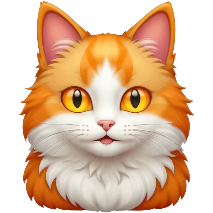A bicolor cat emoji with glowing happy yellow eyes emoji