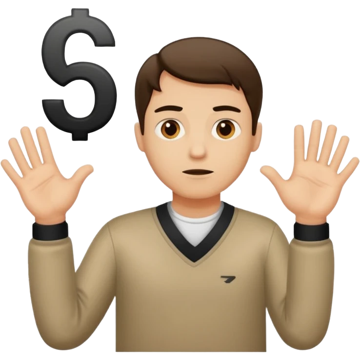 Man shrugging his shoulders with six above his left hand and seven above his right hand ￼ emoji