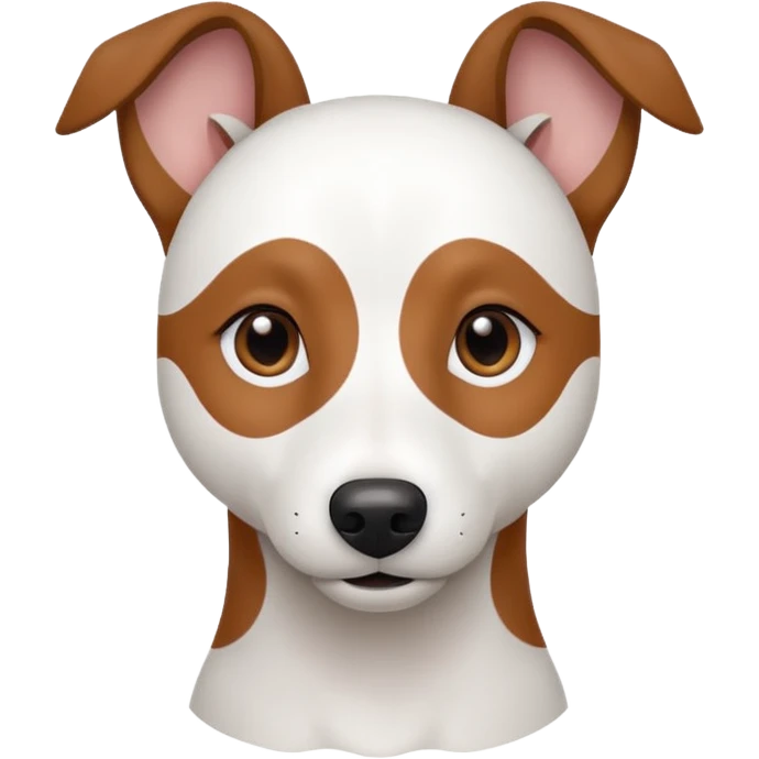 a fully white jack russell the size of a kelpie with a half white face emoji