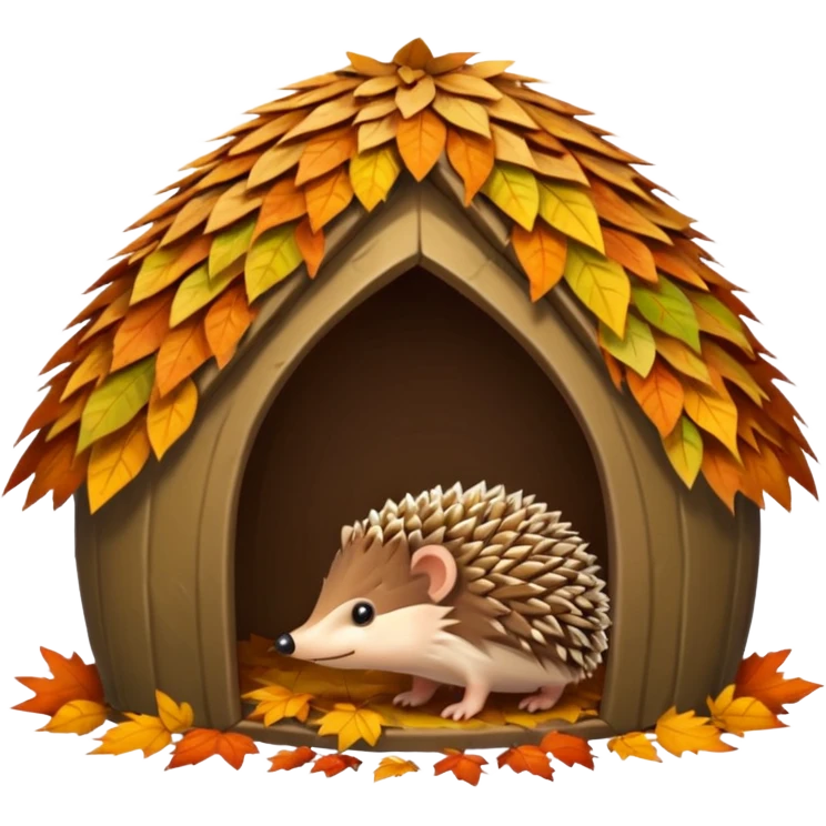 Hedgehog hut made of leaves emoji
