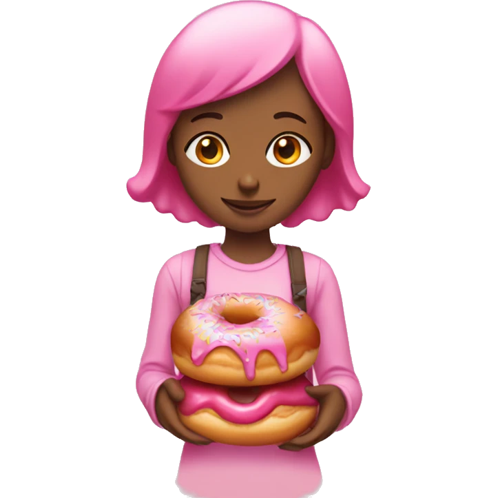 girl with a pink glazed donut head emoji