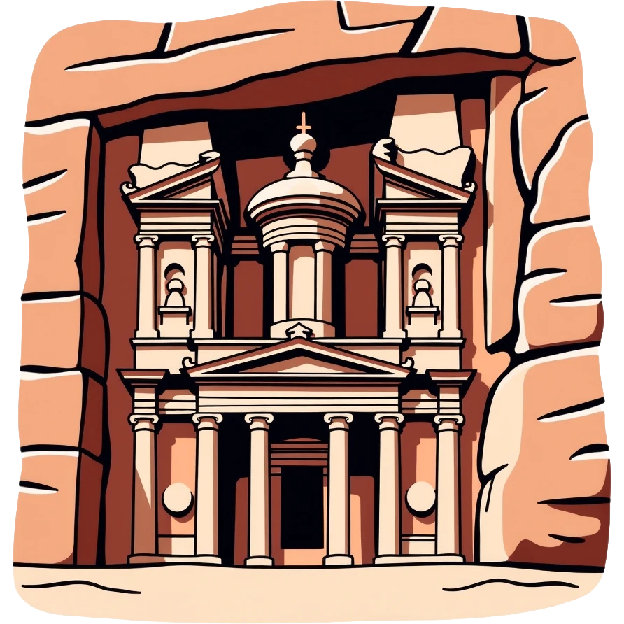 Petra Jordan Treasury building ancient rock-cut facade emoji