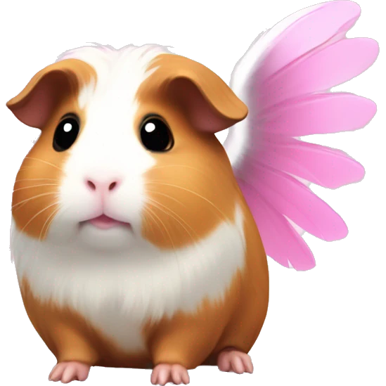 Kawaii Guinea pig with pink angel wings emoji
