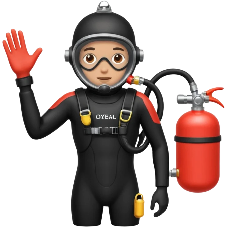 Diver + red oxygen tank,Coral Divers emoji