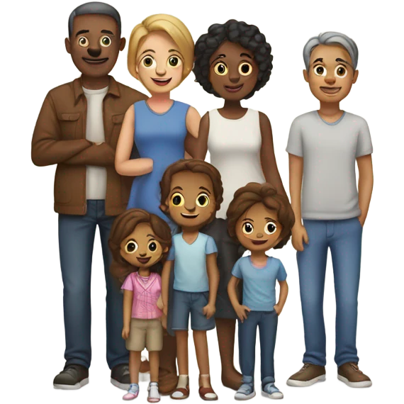 A family of 7 and a dog emoji