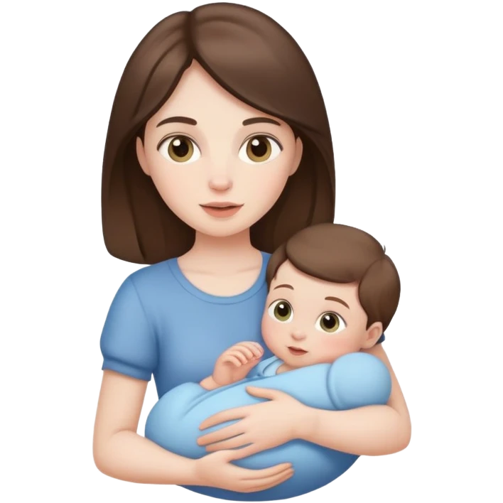 pale brunette girl holding a baby boy emoji