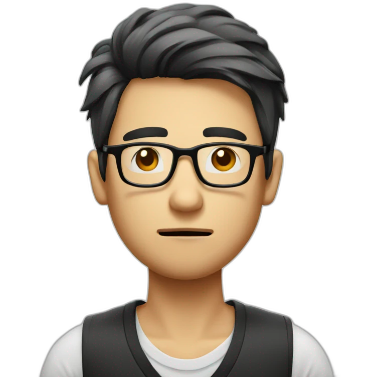 HongKong guy glasses worry face smoking emoji
