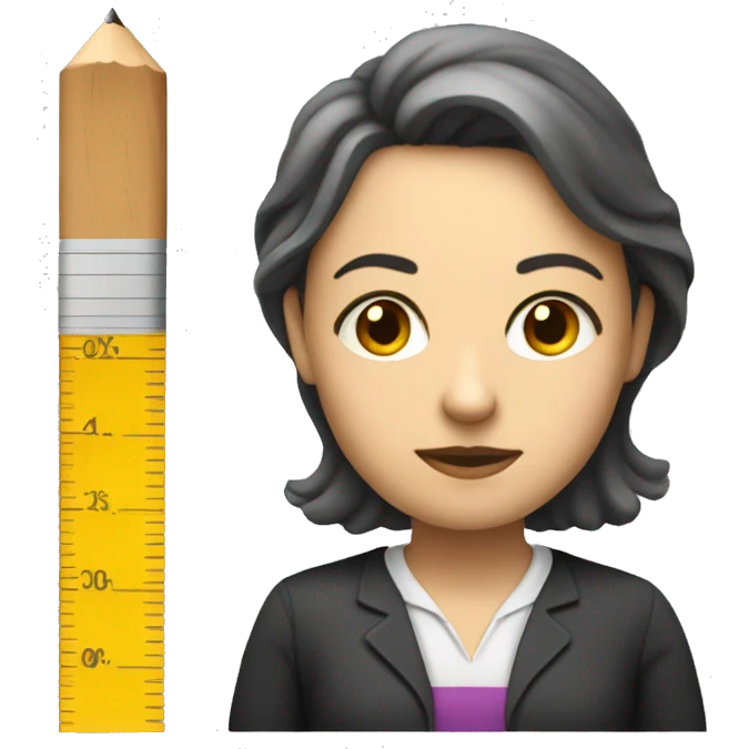 Teacher looking serious with ruler white female  emoji