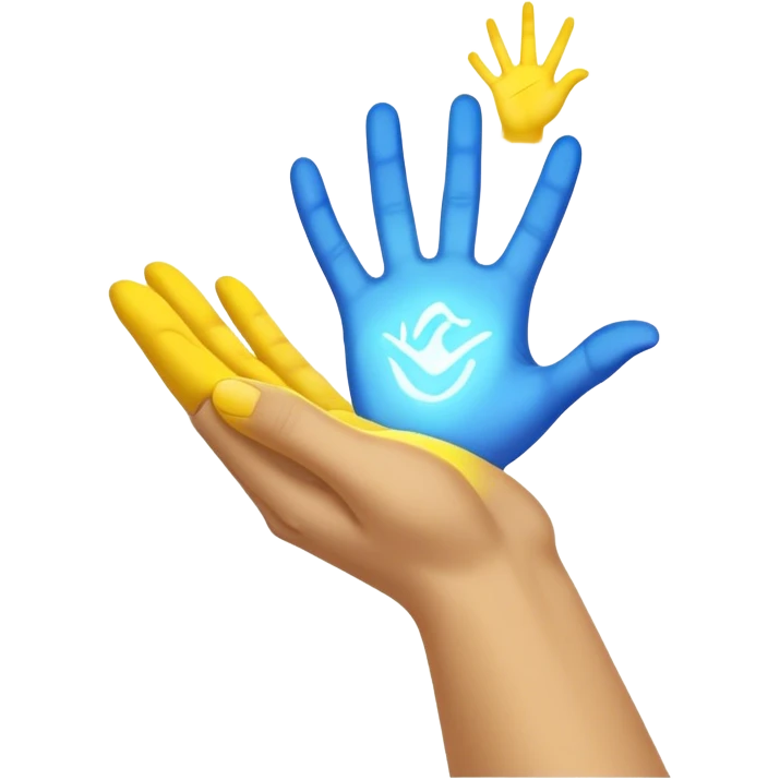 a normal hand being held by 2 hands, a glowing blue hand and a glowing yellow hand souls... hope and comfort from the past and futur emoji