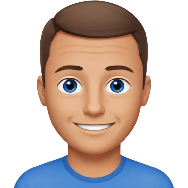 dad with very short shaved brown hair and blue eyes emoji emoji