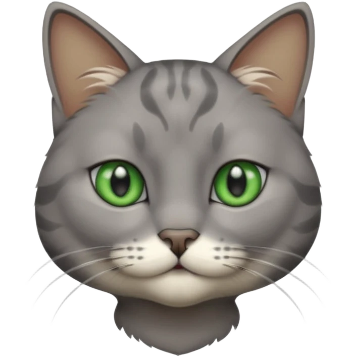 chat gris avec des yeux vert foncé et une tache en dessous du coup sur son corps emoji