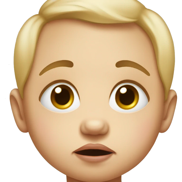 A baby who doesn’t cry with raised eyebrows emoji